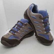 SIZE 7.5 Merrell Women Hiking Sneaker Brown Blue Leather Low Top Athletic J09584 - £23.23 GBP
