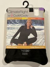 Climate Right Cuddl Duds Women&#39;s Stretch Fleece Long Sleeve Crew Black Size XL - £7.07 GBP