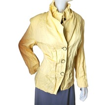 New CHICO&#39;S Jacket LINEN Bright Yellow Lightweight Button-up Blazer Woman&#39;s 3 - £33.09 GBP