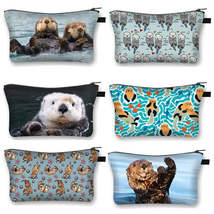 Cute Sea Otter Print Cosmetic Case - Kawaii Women’s Makeup Bag - £8.22 GBP