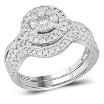 14kt White Gold Round Diamond Bridal Wedding Ring Band Set 7/8 Ctw - £1,353.28 GBP