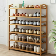 6 Layers Natural Wood Bamboo Shelf Entryway Storage Shoe Rack Home Furni... - £66.04 GBP