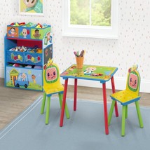 4-Piece Toddler Playroom Set Play Table 2 Chairs 6-Bin Toy Organizer Coc... - £84.85 GBP