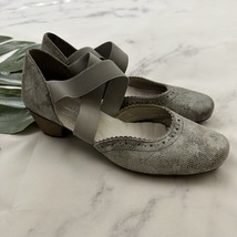 Rieker Womens Mary Jane Heels Size 38 Gray Metallic Floral Leather Round... - $38.60