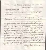 Antique Court Indictment Assault Battery DRP Russell Lycoming County PA ... - $69.12