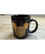 Mickey Mouse Black And Gold Mug 3 3/4&quot; H Made In China 3&quot; Diameter - $13.82 CAD