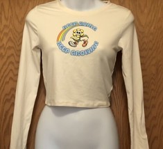 Alab Junior Womens Cream Cropped Long Sleeve Top Sz Small Keep Going &amp; G... - $9.90