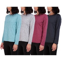4 Pack: Womens Quick Dry Fit Tech Stretch Long Sleeve Athletic Workout L... - £48.74 GBP