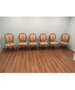 Set Of 6 Matching Vintage Style Wood And Fabric Armchairs - $99.00