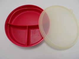 Vintage Tupperware Divided Lunch Snack Round Pink with Clear Lids 2552a-2 - £3.81 GBP