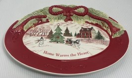 FITZ &amp; FLOYD Oval Cookie Platter Home Warms the Heart Christmas Holiday 10” - £9.72 GBP
