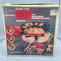 Vintage 1988 West Bend 5 1/4Qt Capacity Red Electric Wok #5109P - £45.92 GBP