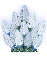 White C9 Christmas String Lights Outdoor, 50 LED 33Ft Waterproof Green Wire - $386.37 MXN