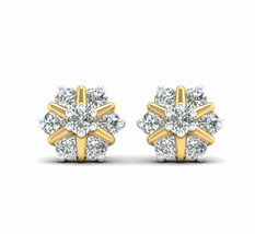 0.25Ct Simulé Diamant Flocon de Neige Mini Clou Boucles 14K or Jaune Plaqué - £47.25 GBP