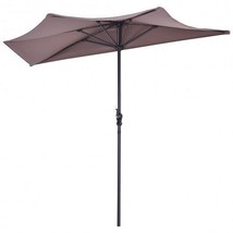9&#39; Half Round Patio Umbrella Sunshade without Weight Base - Color: Tan -... - $2,552.39 MXN