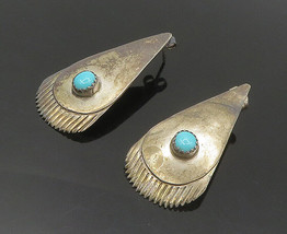 NAVAJO ZUNI 925 Silver - Vintage Antique Petite Turquoise Drop Earrings - EG9127 - £93.74 GBP