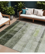 10&#39; X 14&#39; Olive Green Ombre Washable Non Skid Indoor Outdoor Area Rug - $587.49