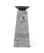 48 Inch Propane Fire Bowl Column with Lava Rocks and PVC Cover-Gray - Co... - $754.49