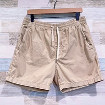 J Crew Pull On Chino Shorts Beige 5&quot; Stretch Waist Drawstring Casual Men... - £23.35 GBP