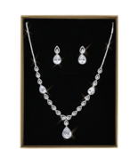 3W1427 - Rhodium Brass Jewelry Sets with AAA Grade CZ  in Clear - $180.13 CAD