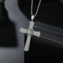 Fashion Classic Retro Large Cubic Zirconia Cross Necklace For Men  High Quality  - £33.07 GBP