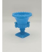 NYC Vogue Merc Co. Small Akro Agate Blue Slag Glass Toothpick Urn 3&quot; Vin... - $585.39 MXN
