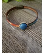 Painted leather cord bracelet with Resin slider - $30.00