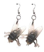 Funky HOUSE FLY FLIES EARRINGS Funny Weird Fishing Camping Garden Bug In... - $6.62