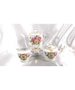 Albion White Floral Teapot, Sugar Bowl and Creamer from Japan # 23050 - $22.95