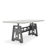 Industrial Writing Table Desk - Adjustable Height Iron Base - Marble Top - £3,252.67 GBP