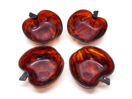VTG MCM Yves Rocher Faux Tortoise Shell Acrylic Lucite Apple Bowls Trinket Dish - £23.58 GBP
