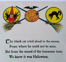 Antique Halloween Postcard Poem Gibson Witch Bat Black Cat 1912 Hallowell Maine - £25.71 GBP