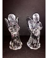 2 Vintage 24% Lead Crystal Glass Caroling Angels Taper Candle Holders 6.... - $352.01 MXN