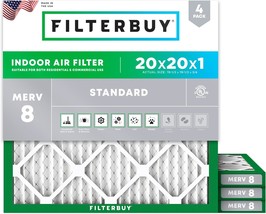 Pleated Hvac Ac Furnace Air Filters Replacement, Filterbuy 20X20X1 Air F... - $40.47