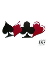 Red Black Poker, card suits theme art, Contemporary wood wall sculpture ... - $169.28