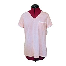 Style &amp; Co. T-Shirt Crushed Petal Women Pocket Size Medium Whip-Stitch - £16.66 GBP