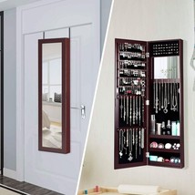 2-in-1 Dark Brown Wall or Door Mounted Jewelry Organizer Full Length Mirror - $3,905.98 MXN