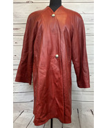 Siena Studio Red Leather Button Up Collarless Jacket Size Medium M Therm... - $1,233.38 MXN
