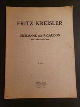 Fritz Kreisler Sicilienne and Rigaudon for Violin Piano VTG1937 Sheet Music  - £14.82 GBP
