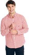 NAUTICA Mens Classic Button down shirt Large Checkered Coral WR3529 - $34.18