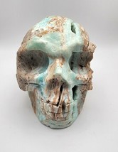 Hemimorphite With Druzy, Larg Hand Carved Skull, Stunning Blue, White and Beige  - $158.94