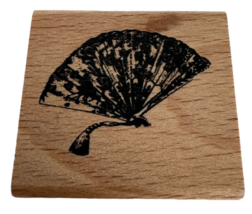 Oriental Hand Fan Rubber Stamp Asian Theme Card Making Small Floral Flowers - £2.38 GBP