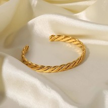Silver Twisted Infinity Style Men&#39;s Open Cuff Bangle Bracelet in 14K Gold Over - £141.56 GBP