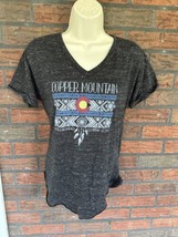 Gray Burnout T-Shirt Small Copper Mountain Colorado V-Neck Top Jersey - £7.42 GBP