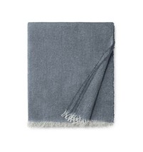 Sferra Ciarra Navy Blue 100% Cashmere Throw Blanket Fringed Lightweight Soft NEW - £65.72 GBP