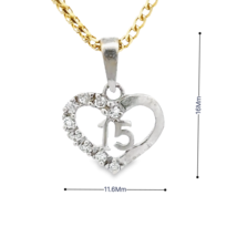 10K White Gold 15 Heart Charm - £43.27 GBP