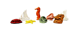 Red Rose Tea Wade Ceramic Miniature Figurines Set of Eight Seashore Ocean Beach - £24.92 GBP