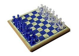 Chess Game Set with wooden Board 8&quot;x8” and Plastic Pieces Transparent - £21.90 GBP