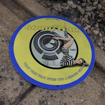 Vintage 1962 Goodyear &#39;&#39;Tire That Gives You A Second Chance&#39;&#39; Porcelain Gas &amp; Oi - £99.91 GBP