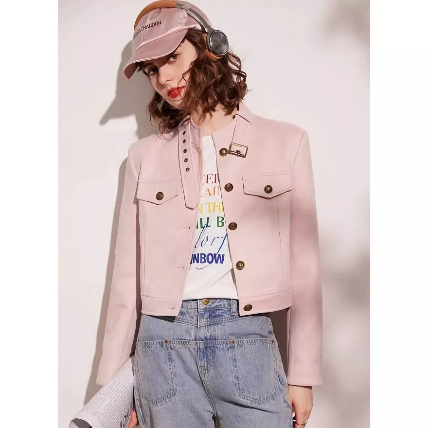 Women’s Adjustable Stand Collar Short Jacket - $136.70 CAD